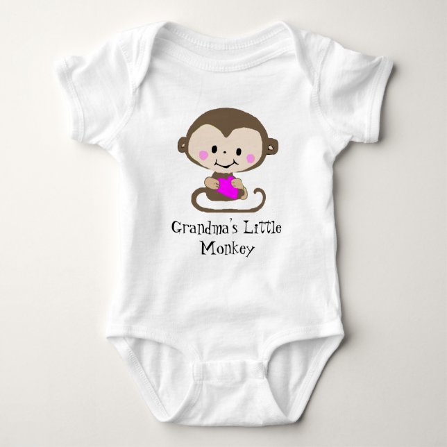 Monkey Love - Grandma's Little Monkey (Customize) Baby Bodysuit (Front)