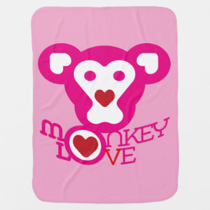MONKEY LOVE PINK COLOR BY MASANSER BABY BLANKET