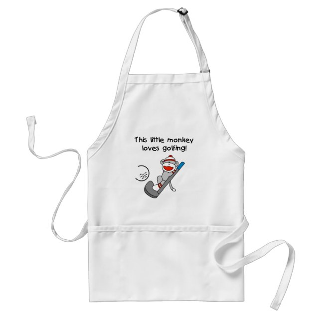 Monkey Loves Golfing Adult Apron (Front)