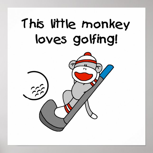 Monkey Loves Golfing T-shirts and Gifts Poster (Front)