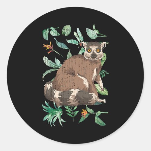 Monkey Madagascar Zoo Animal Lover Tropical Lemur Classic Round Sticker