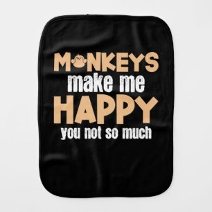 Monkey Makes Me Happy Baby Burp Cloth
