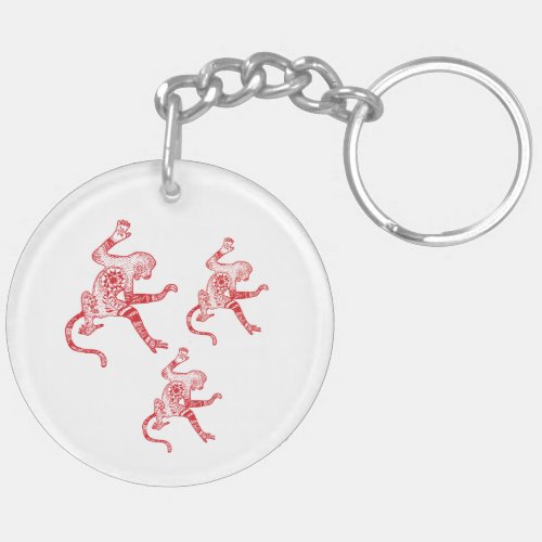 Monkey mandala Circle double_sided Keychain