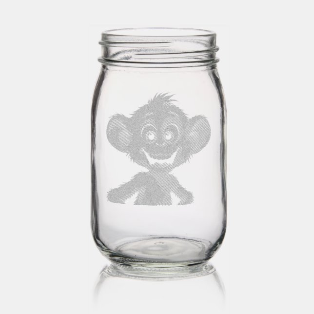  monkey mason jar (Glassware)