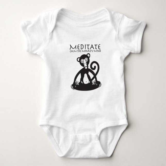 Monkey meditating yoga baby bodysuit (Front)