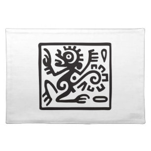Monkey, Mexican hieroglyph(Maya) Cloth Placemat