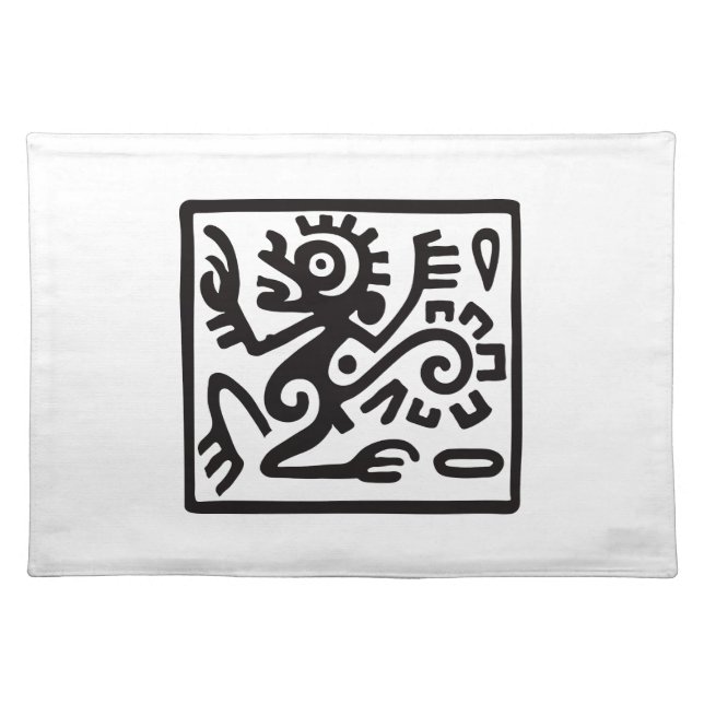 Monkey, Mexican hieroglyph(Maya) Cloth Placemat (Front)