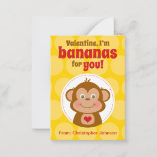 Monkey Mini Classroom Valentine Cards for Kids