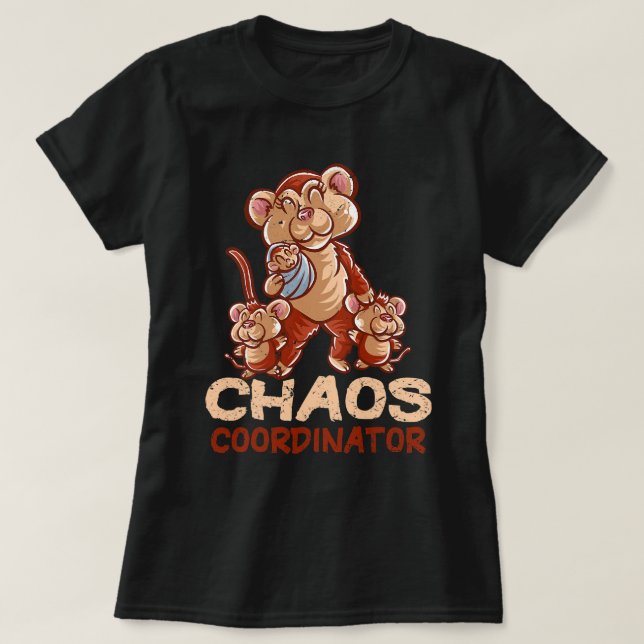 Monkey Mom Chaos Coordinator Mommy Chimpanzee Moth T-Shirt (Design Front)