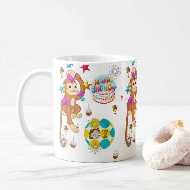 Monkey Mug Happy Birthday Mug (With Donut)