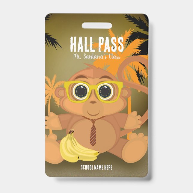 Monkey Nerd Hall Pass Badge (Front)
