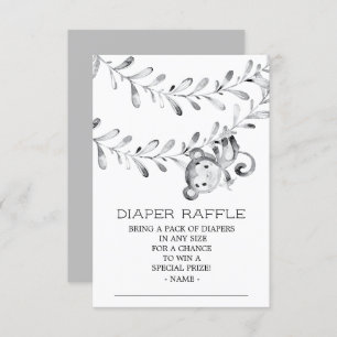 Monkey Neutral Baby Shower Diaper Raffle Ticket Invitation