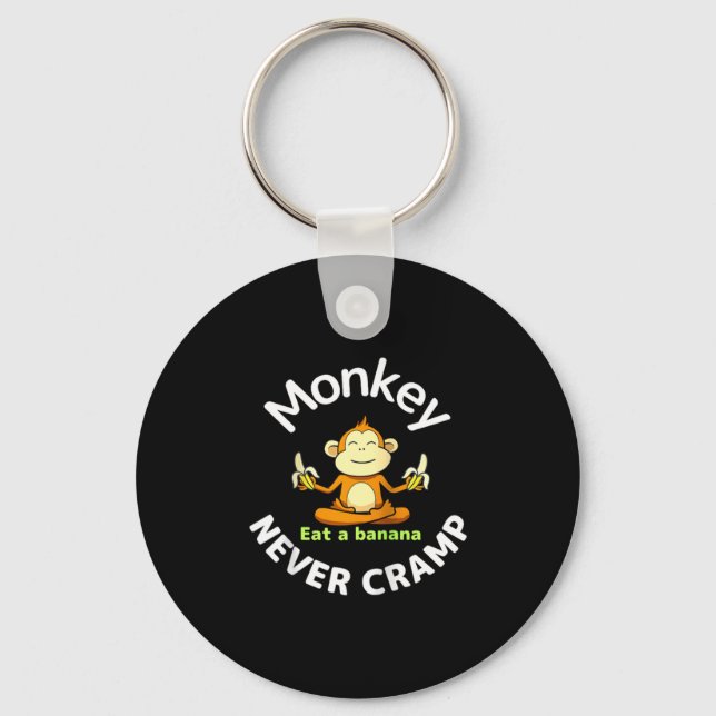 Monkey Never Cramp Eat A Banana Raglan Baseball Te Keychain (Front)