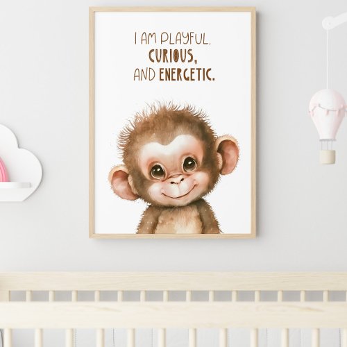 Monkey Nursery Decor Wall Art Safari Nursery Framed Art