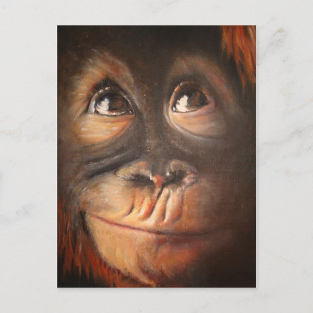 Monkey Oil Painting Funny Face Kerra Lindsey Postcard (Front)