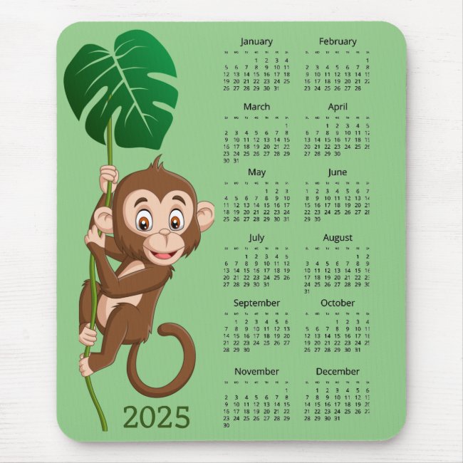 Monkey on a Vine 2025 Calendar Mousepad