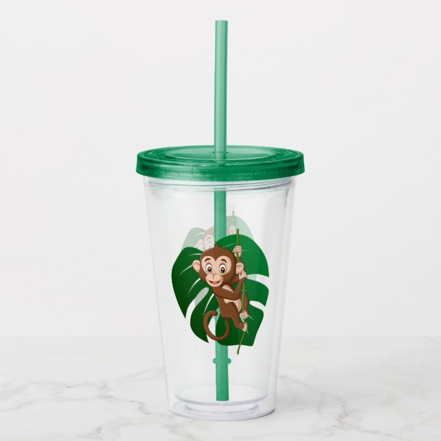 Monkey on a Vine Design Acrylic Tumbler (Front)