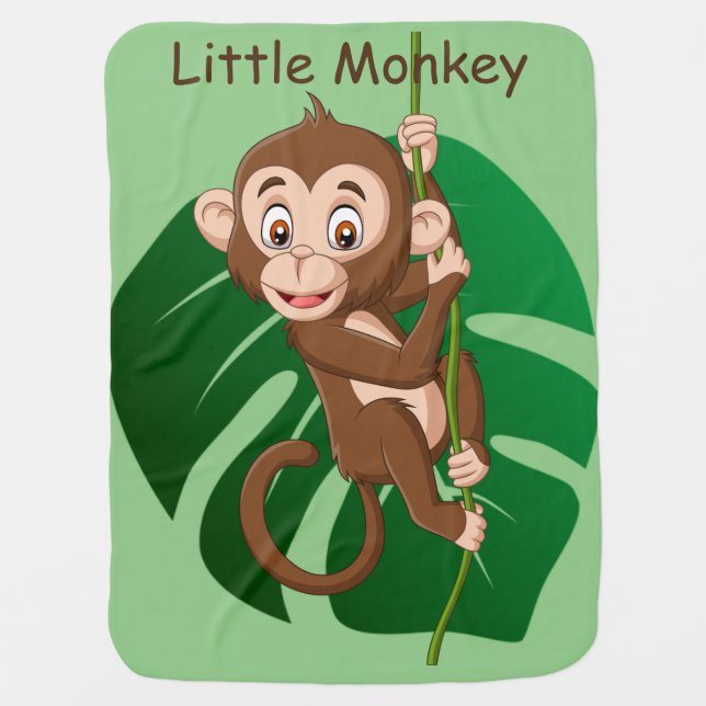 Monkey on a Vine Design Baby Blanket (Front)