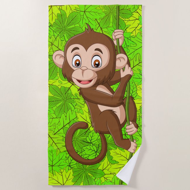 Monkey on a Vine Design Beach Towel