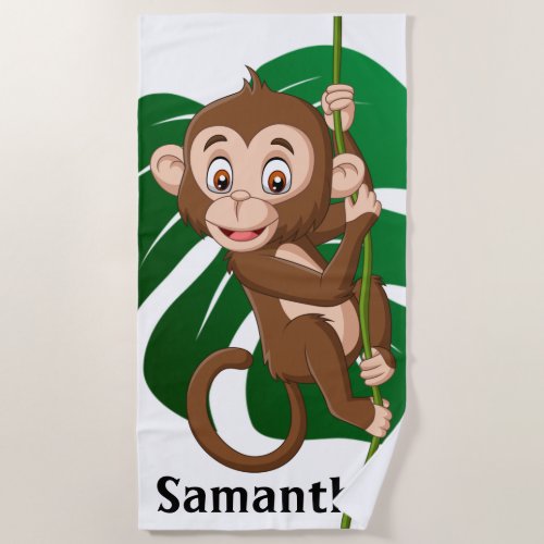 Monkey on a Vine Design Beach Towel