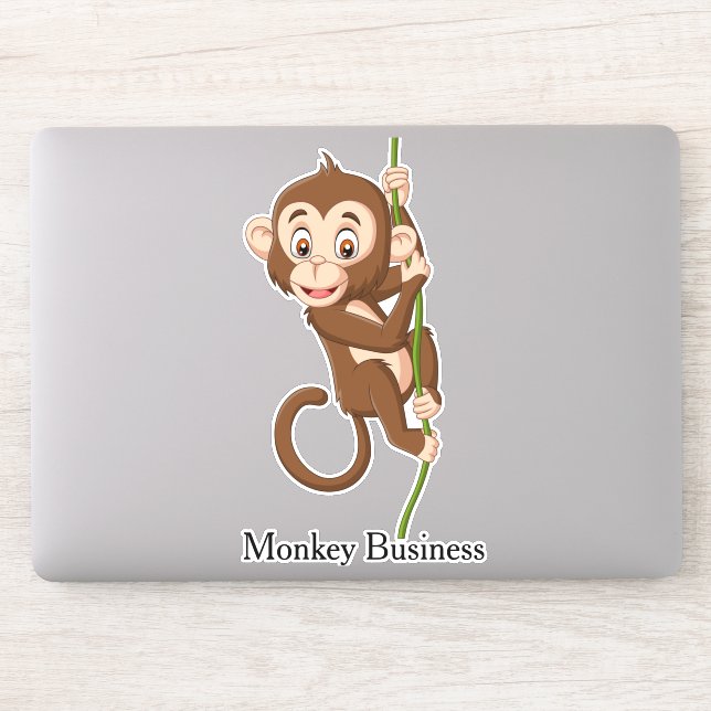 Monkey on a Vine Design Contour Sticker (Computer)