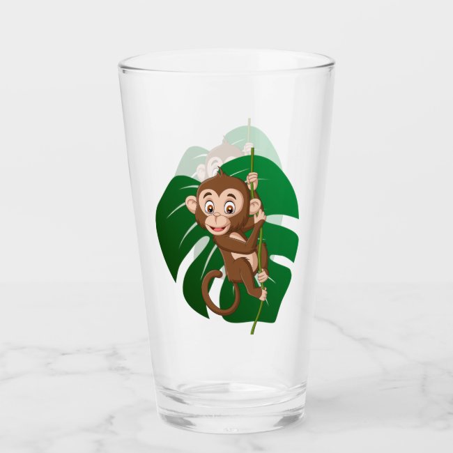 Monkey on a Vine Design Drinking Glass