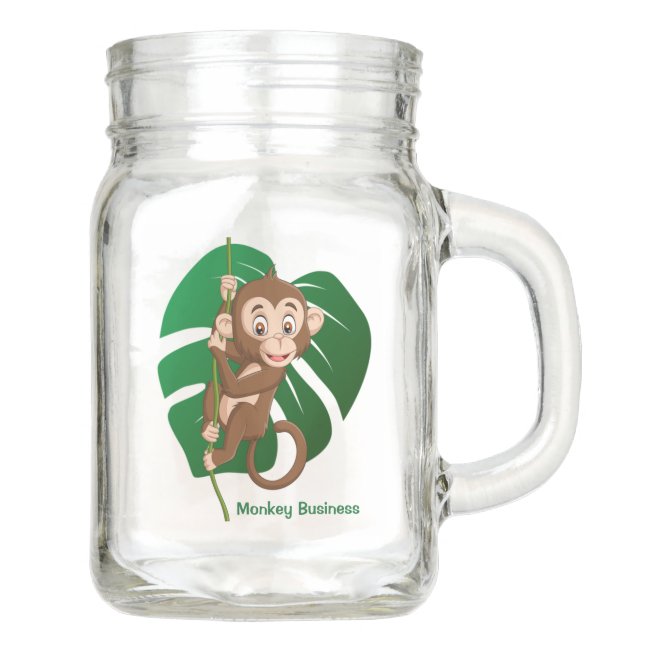 Monkey on a Vine Design Mason Jar