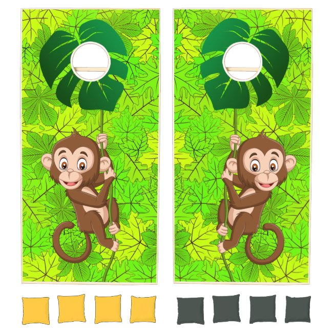Monkey On A Vine Jungle Design Cornhole Set