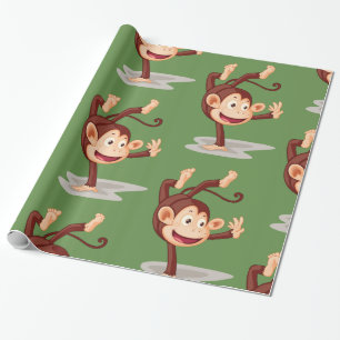 Monkey On One Hand Glossy Wrapping Paper