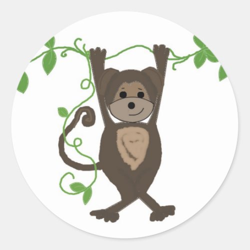 Monkey on the Vines Classic Round Sticker