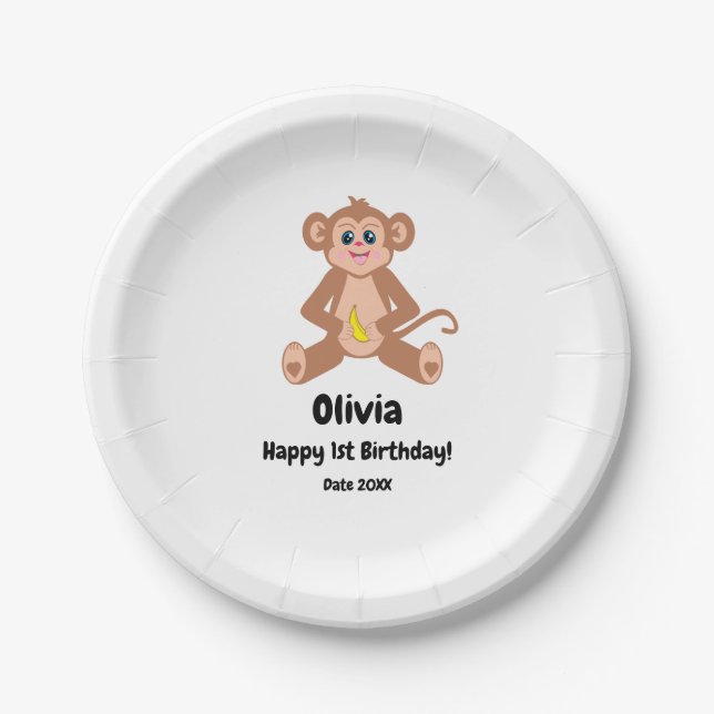 Monkey on White Paper Plates (Front)