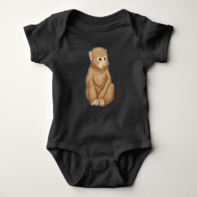 Monkey Pacifier Baby Bodysuit (Front)