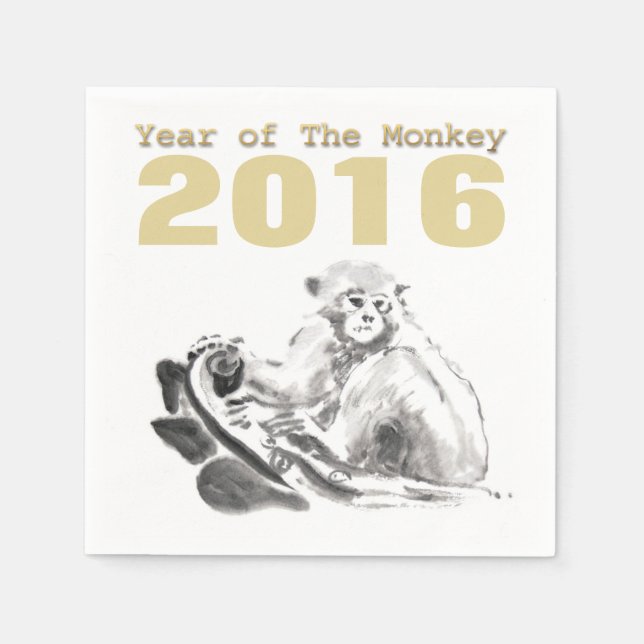 Monkey Painting Chinese custom Year Birthday PPN Paper Napkins (Front)