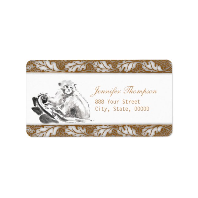 Monkey Painting oak leaves Address Labels (Front)