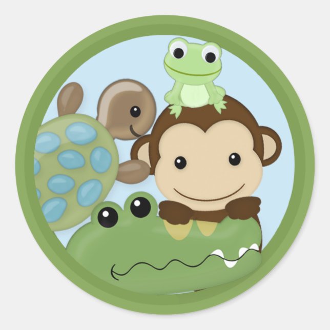 MONKEY Papagayo Baby Shower frog turtle PML-B Seal (Front)