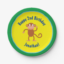 Monkey Paper Plates Animal Birthday Party