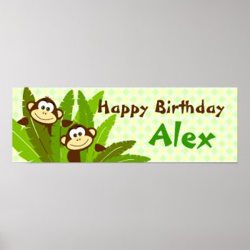 Monkey Party Banner Poster by lilpumpkinhouse at Zazzle