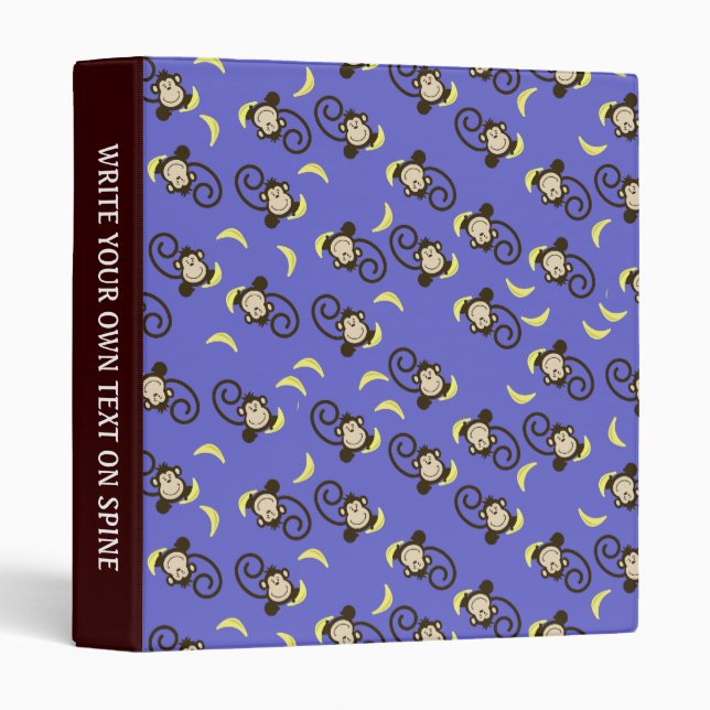 Monkey Pattern Custom Avery Binder Purple/Brown (Front/Spine)