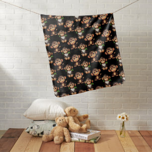 Monkey Pattern Design Black  Baby Blanket