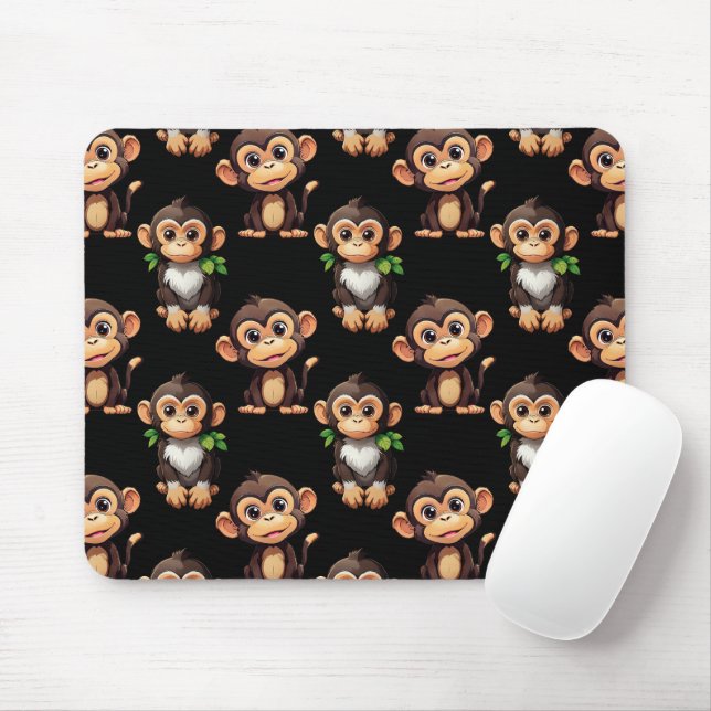 Monkey Pattern Design Black  Mouse Pad (With Mouse)