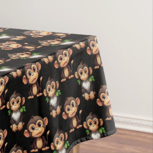 Monkey Pattern Design Black  Tablecloth