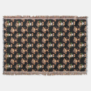 Monkey Pattern Design Black  Throw Blanket