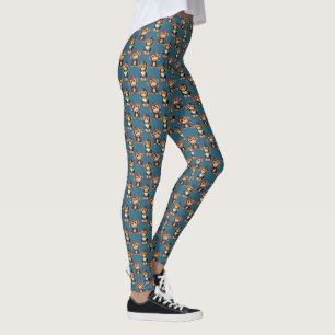 Monkey Pattern Design Blue  Leggings