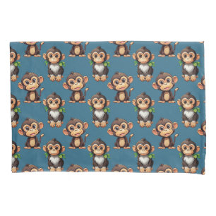 Monkey Pattern Design Blue  Pillow Case