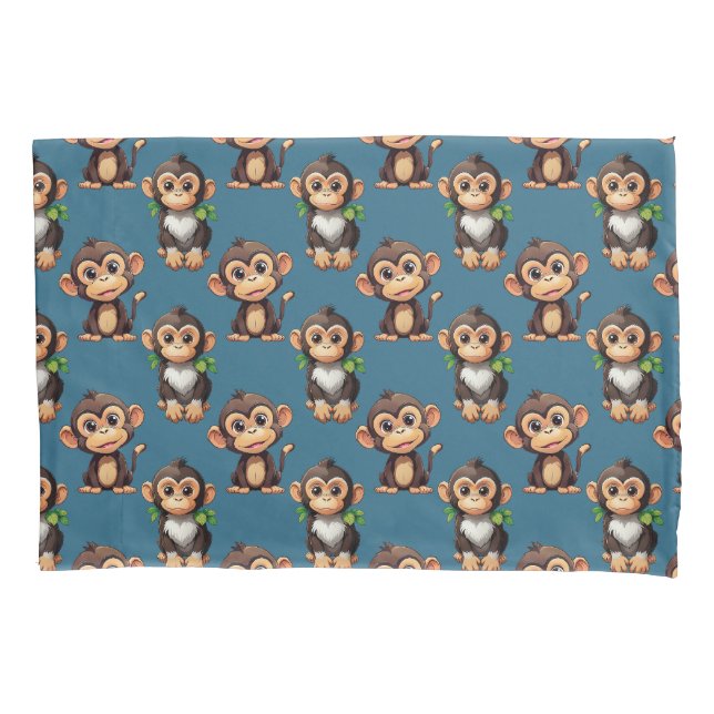 Monkey Pattern Design Blue  Pillow Case (Front)