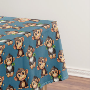 Monkey Pattern Design Blue Tablecloth