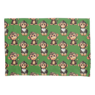 Monkey Pattern Design Green  Pillow Case