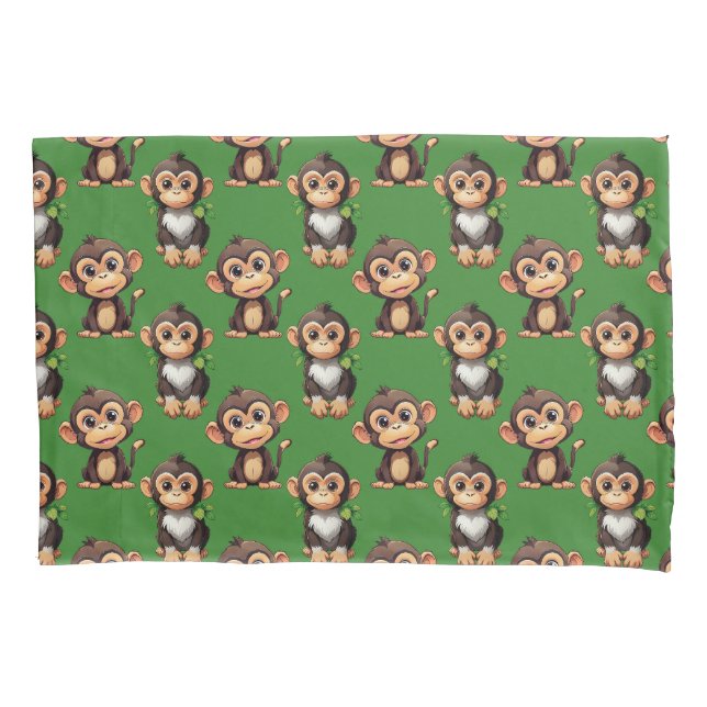 Monkey Pattern Design Green  Pillow Case (Front)