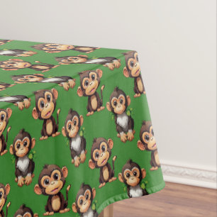 Monkey Pattern Design Green  Tablecloth