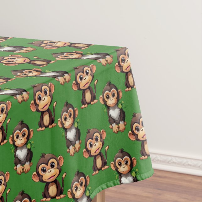 Monkey Pattern Design Green  Tablecloth (In Situ)